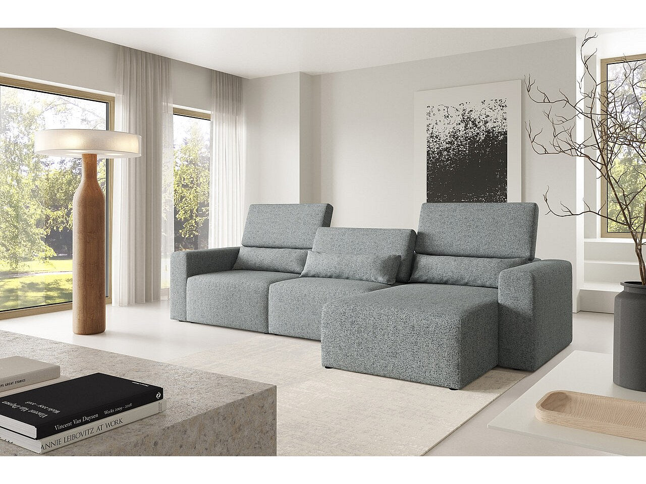 Canapé modulable gris tissu