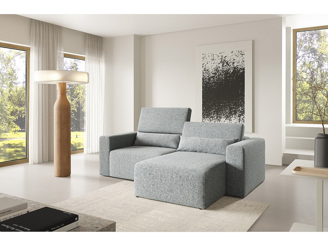 Canapé modulable gris tissu