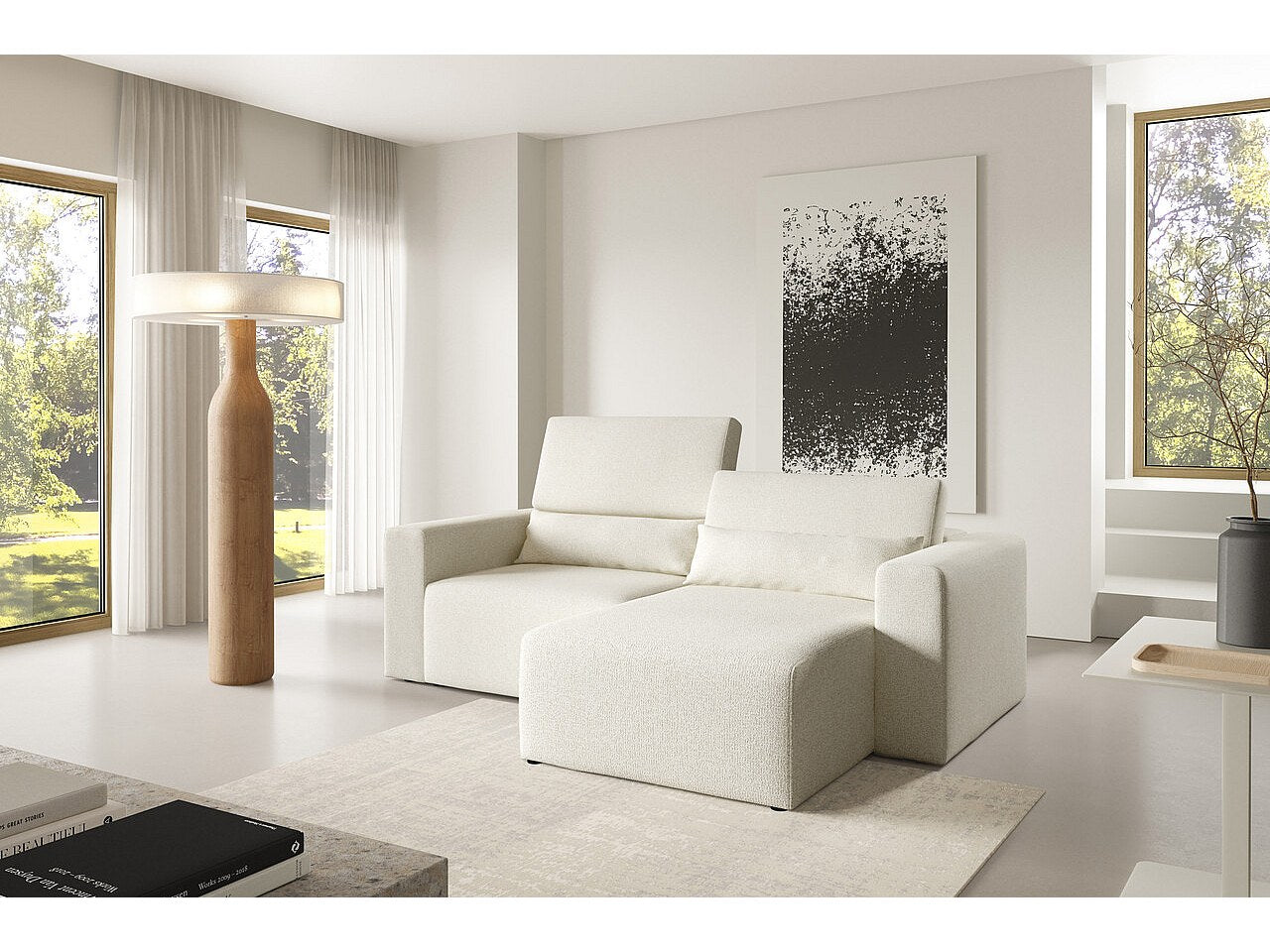 Canapé modulable blanc tissu