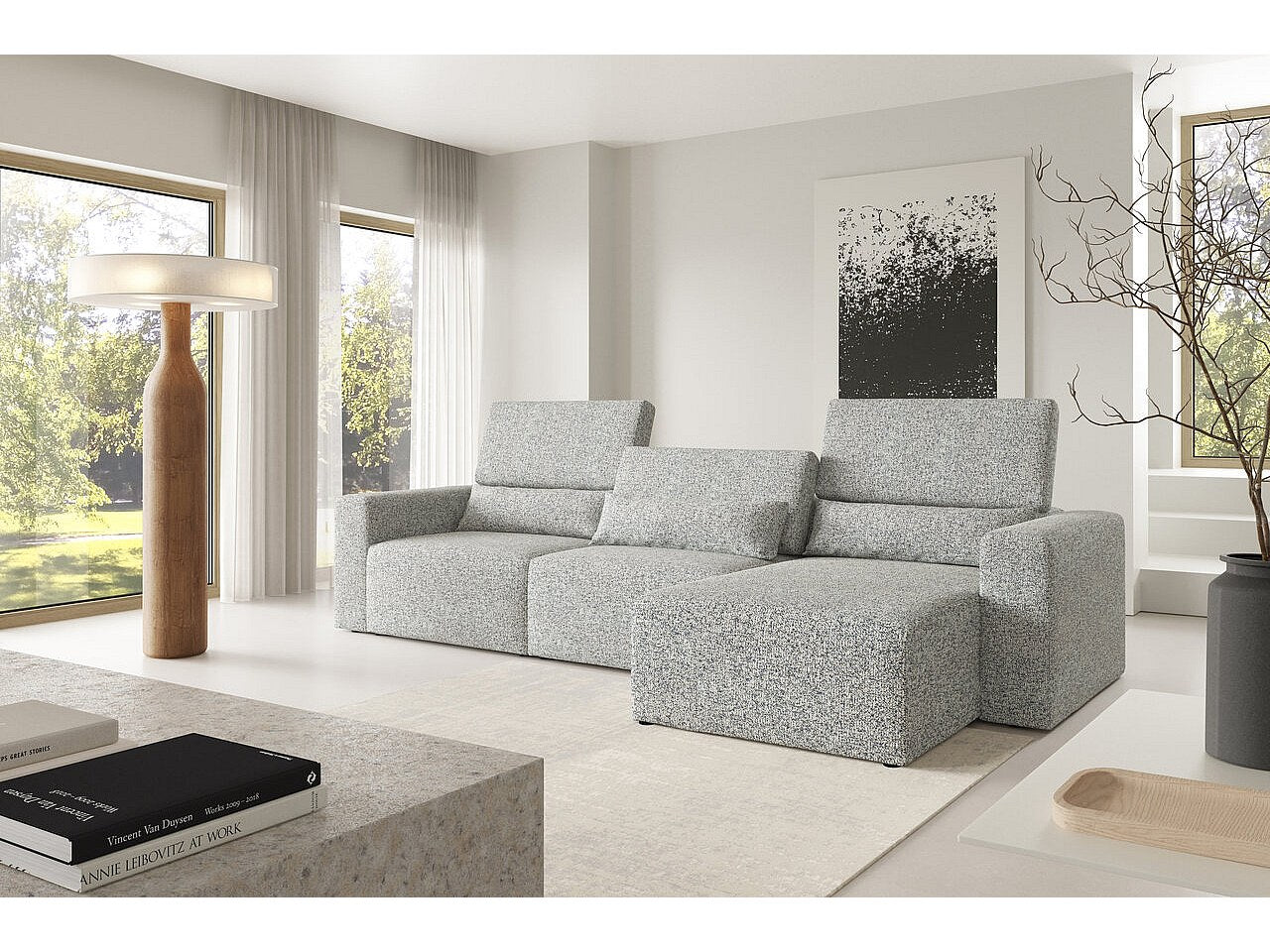 Canapé modulable gris tissu