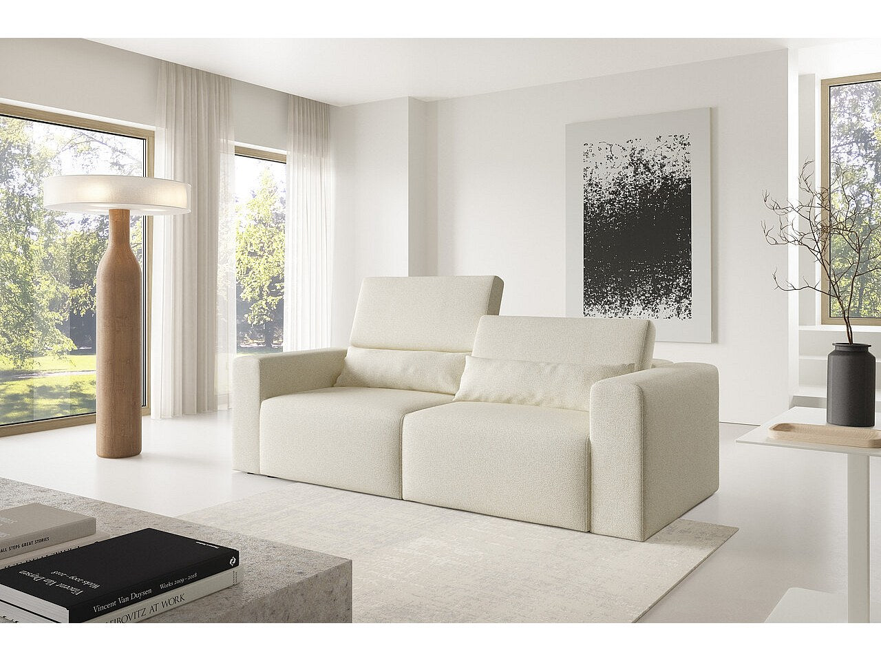 Canapé modulable blanc tissu