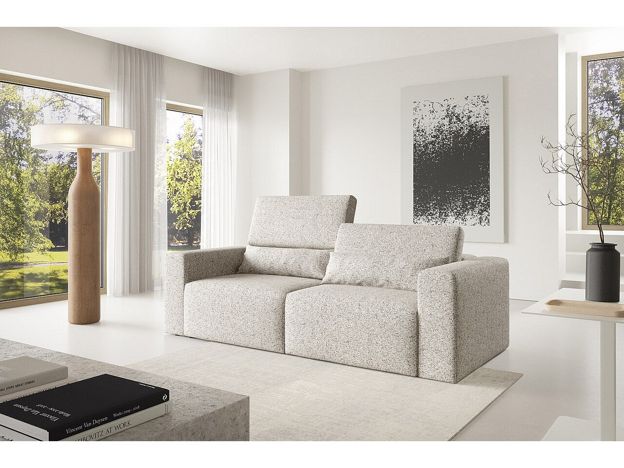 Canapé modulable beige tissu