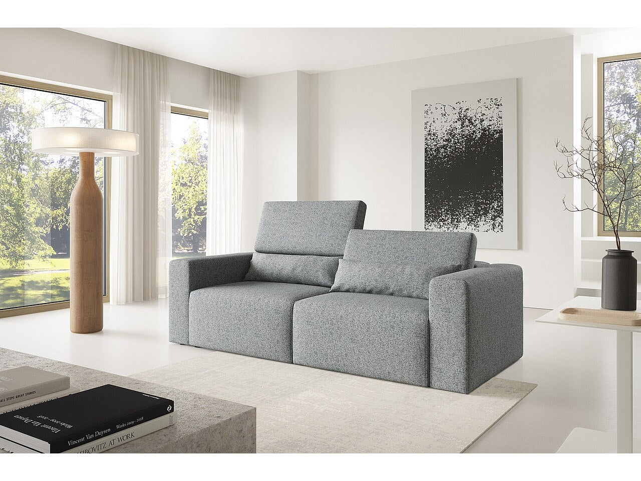 Canapé modulable gris tissu