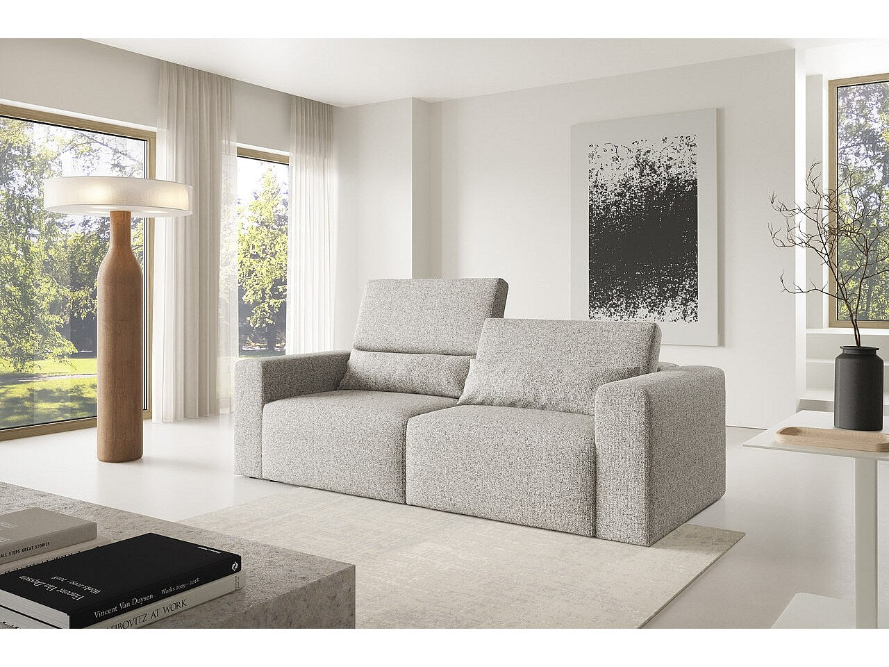 Canapé modulable beige tissu