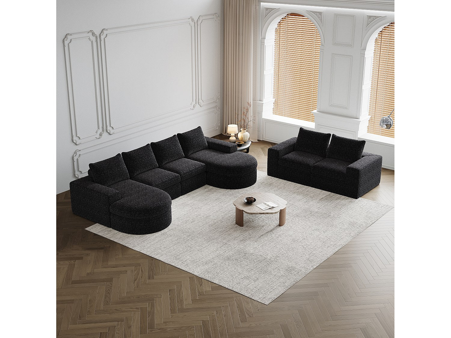 Canapé modulable noir tissu
