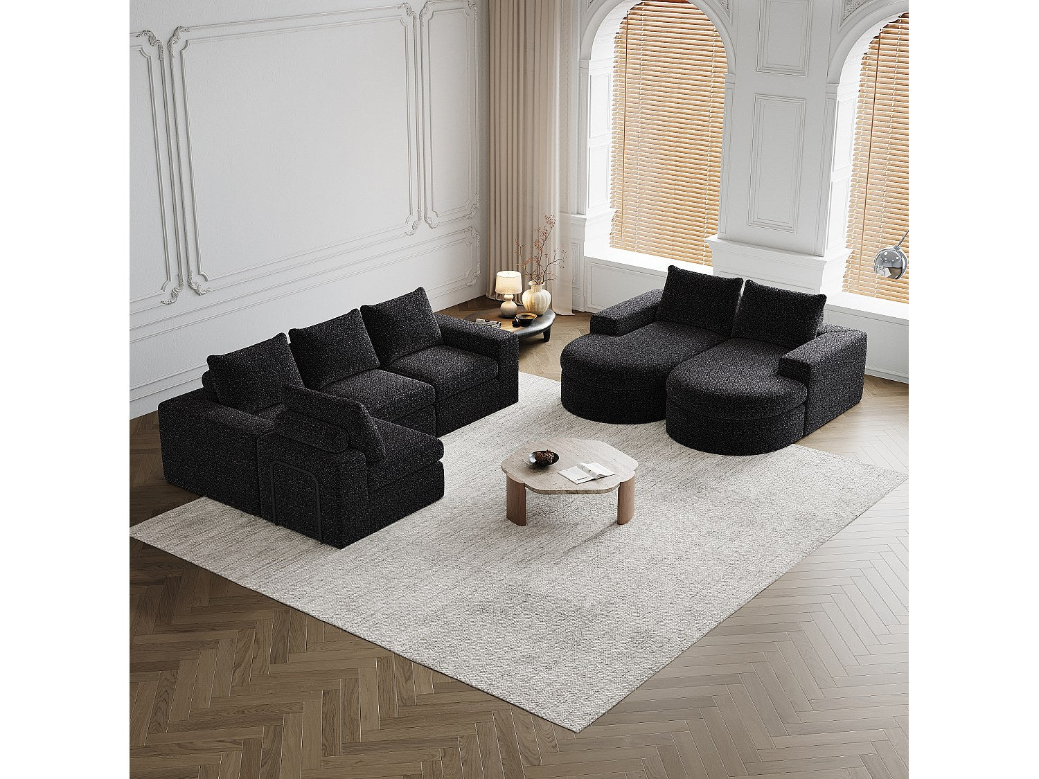 Canapé modulable noir tissu