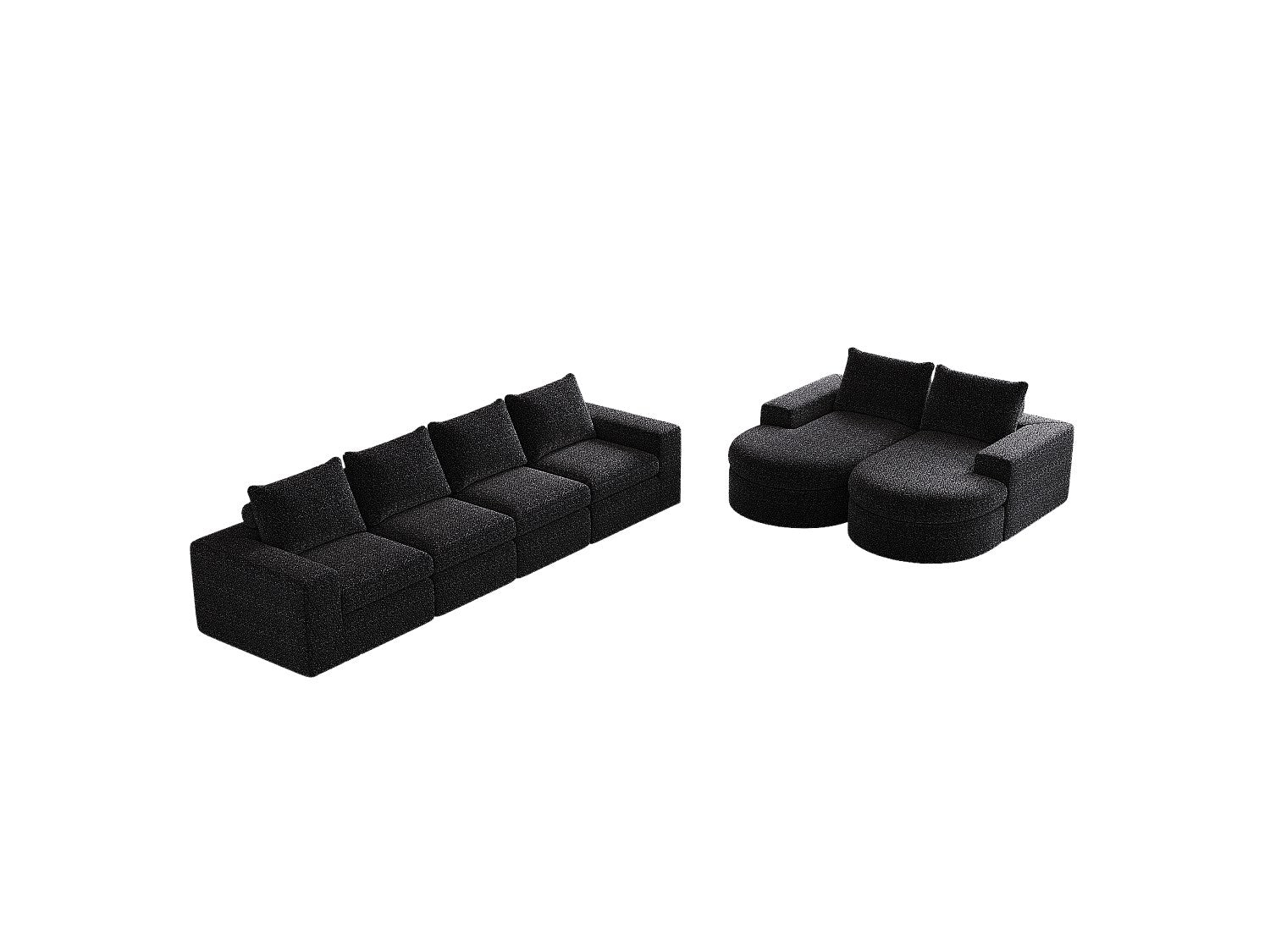 Canapé modulable noir tissu