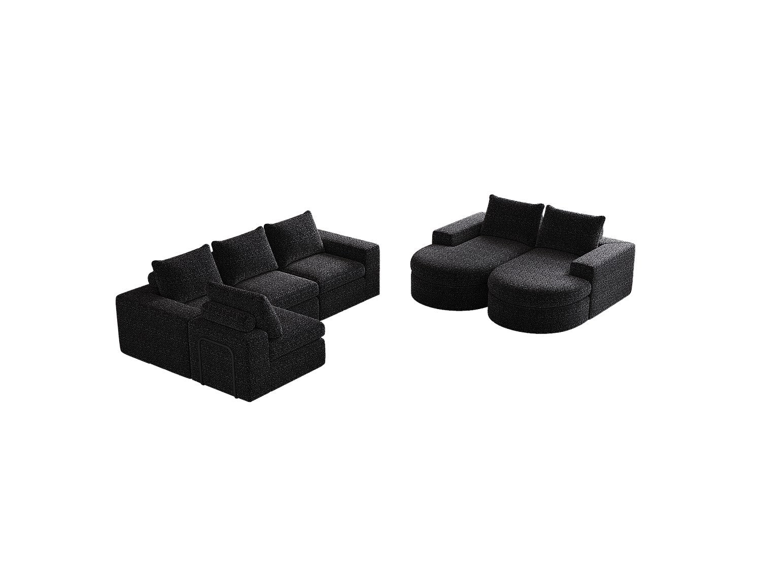 Canapé modulable noir tissu
