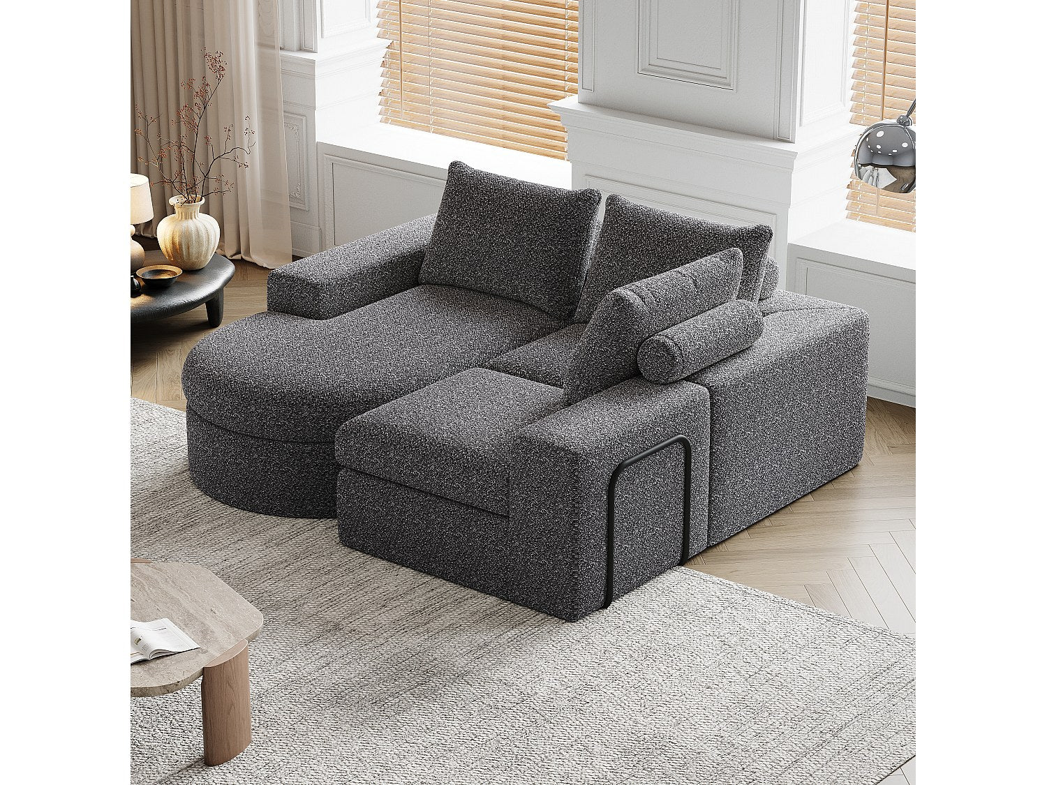 Canapé modulable gris tissu