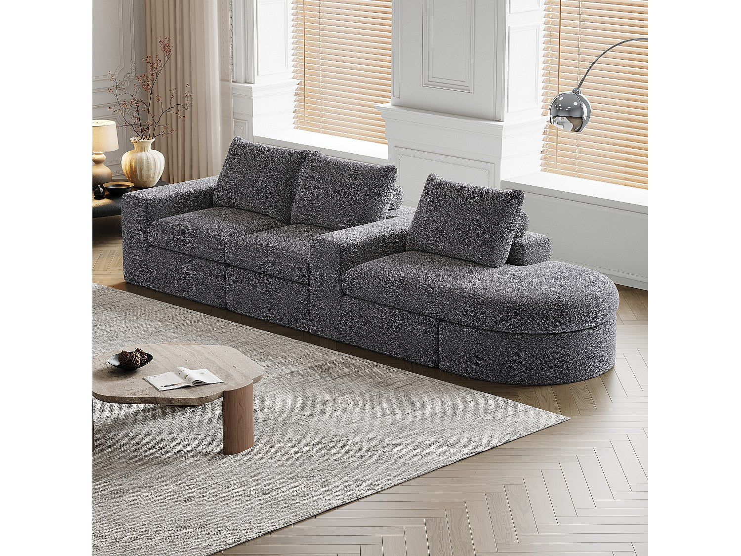 Canapé modulable gris tissu