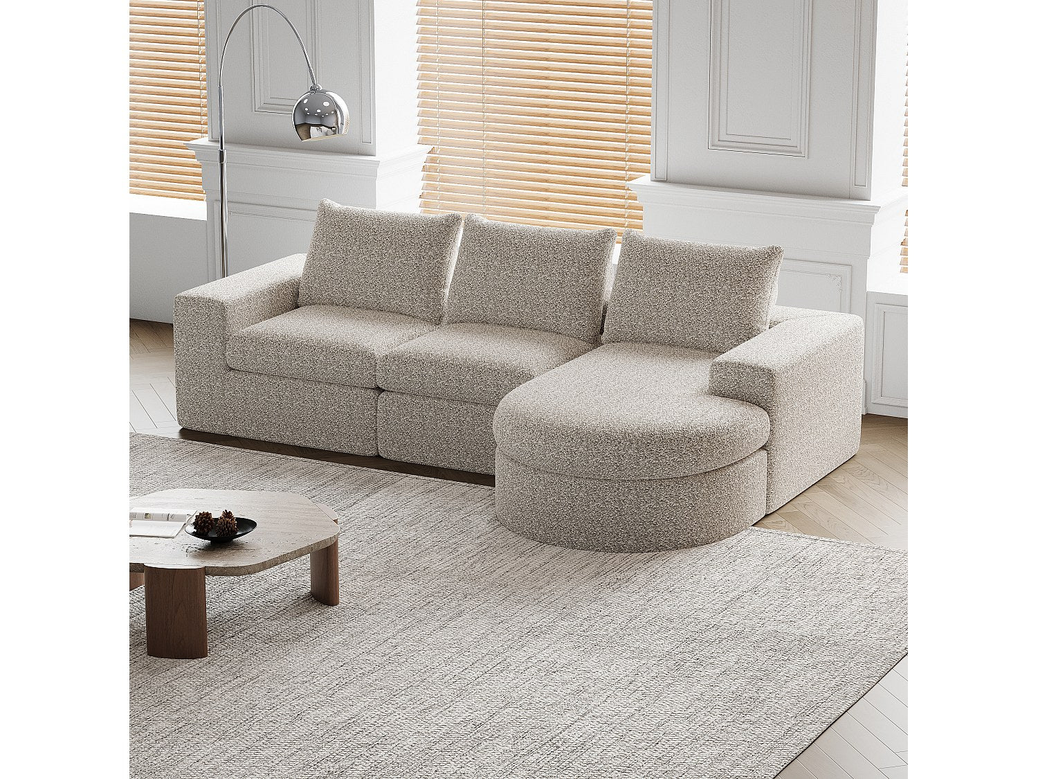 Canapé modulable beige tissu