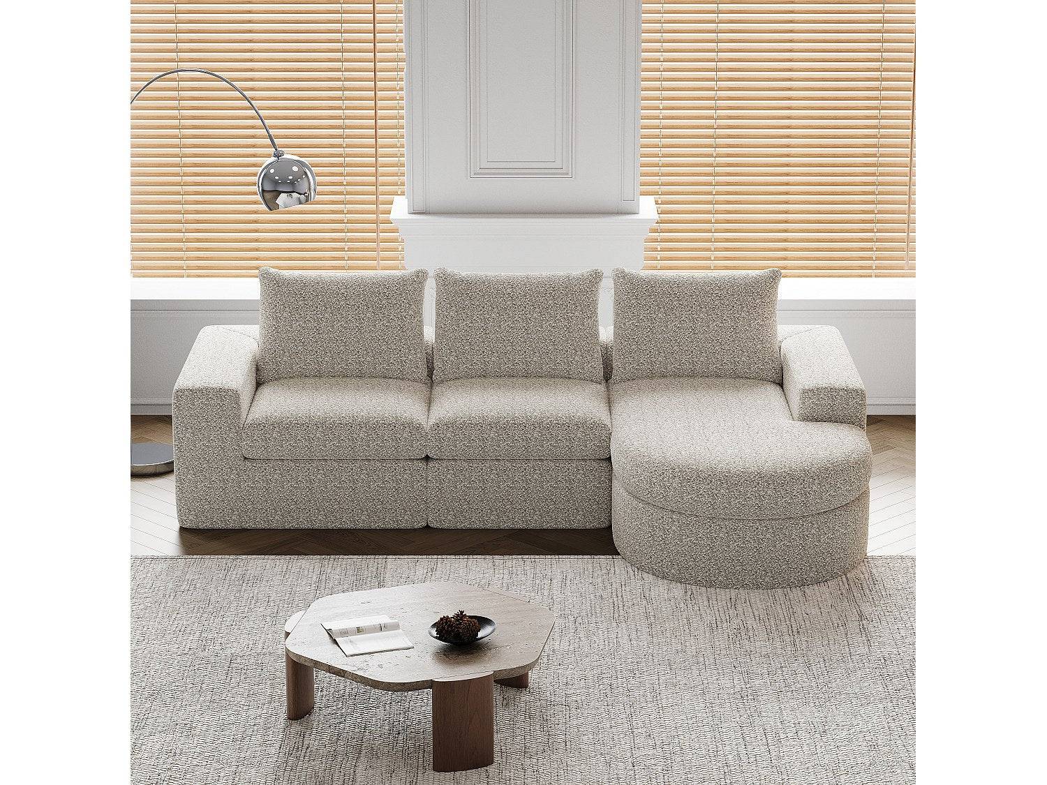 Canapé modulable beige tissu