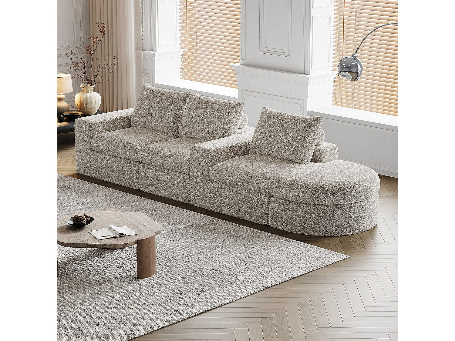 Canapé modulable beige tissu