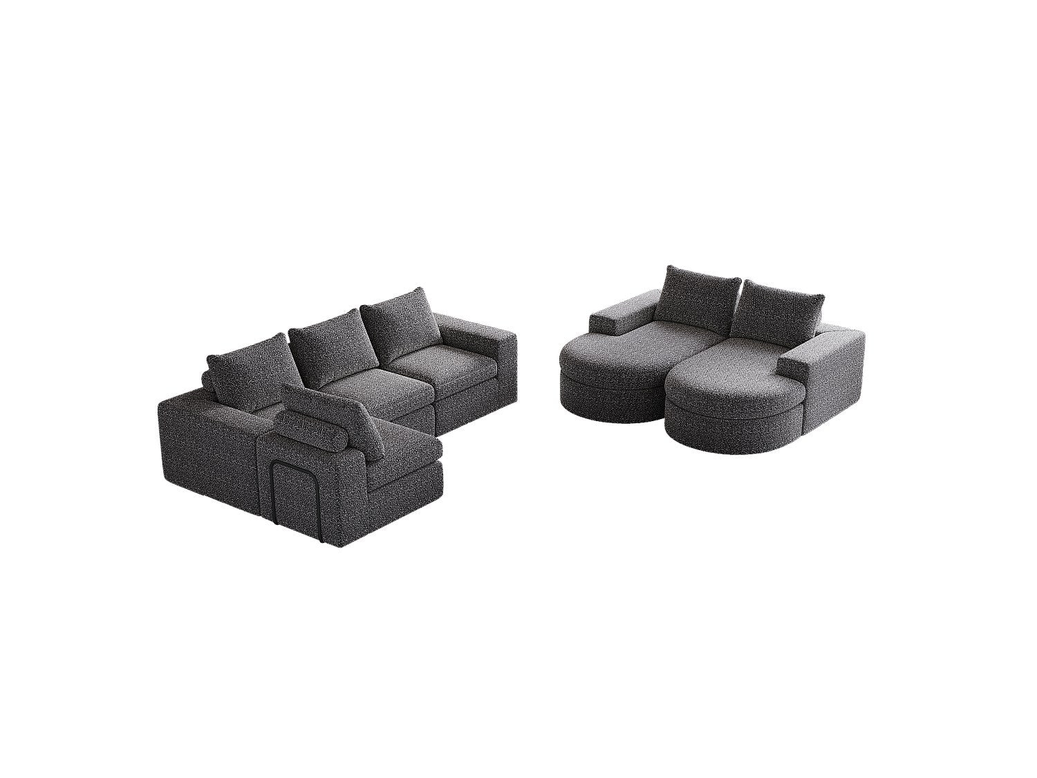 Canapé modulable gris tissu