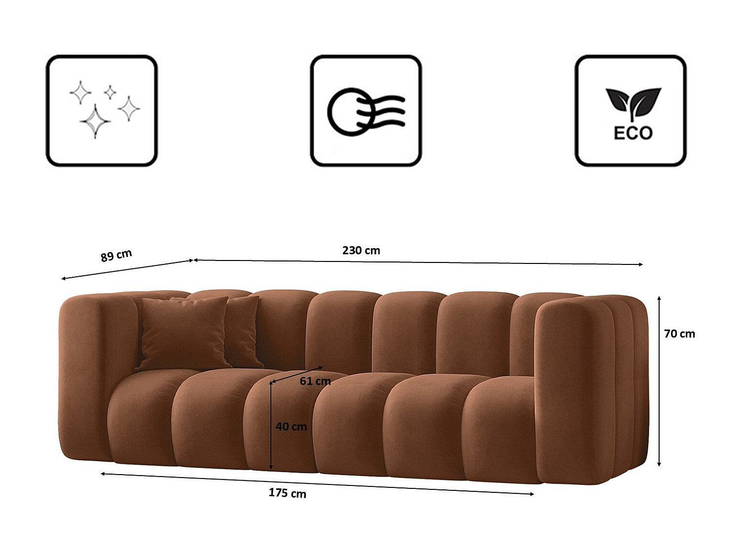 Canapé modulable marron tissu