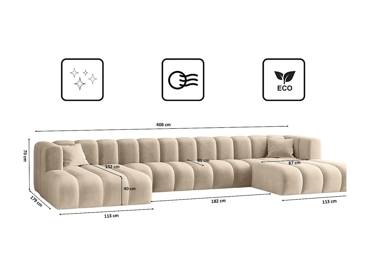 Canapé modulable beige tissu