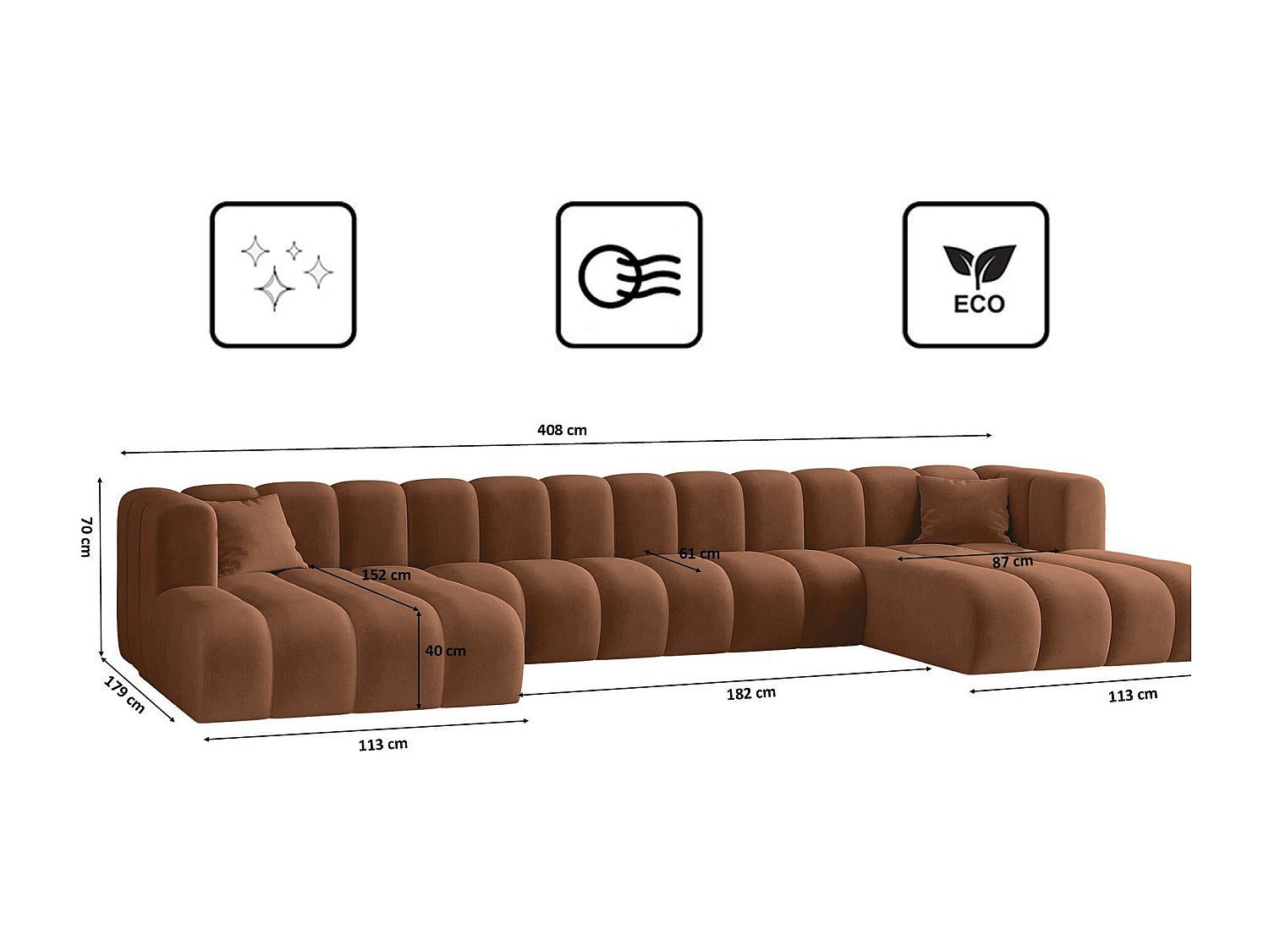 Canapé modulable marron tissu