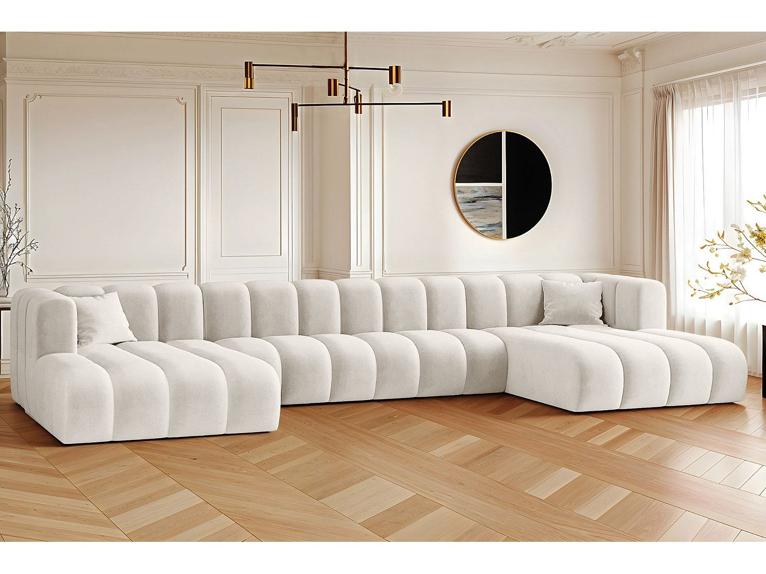 Canapé modulable blanc tissu