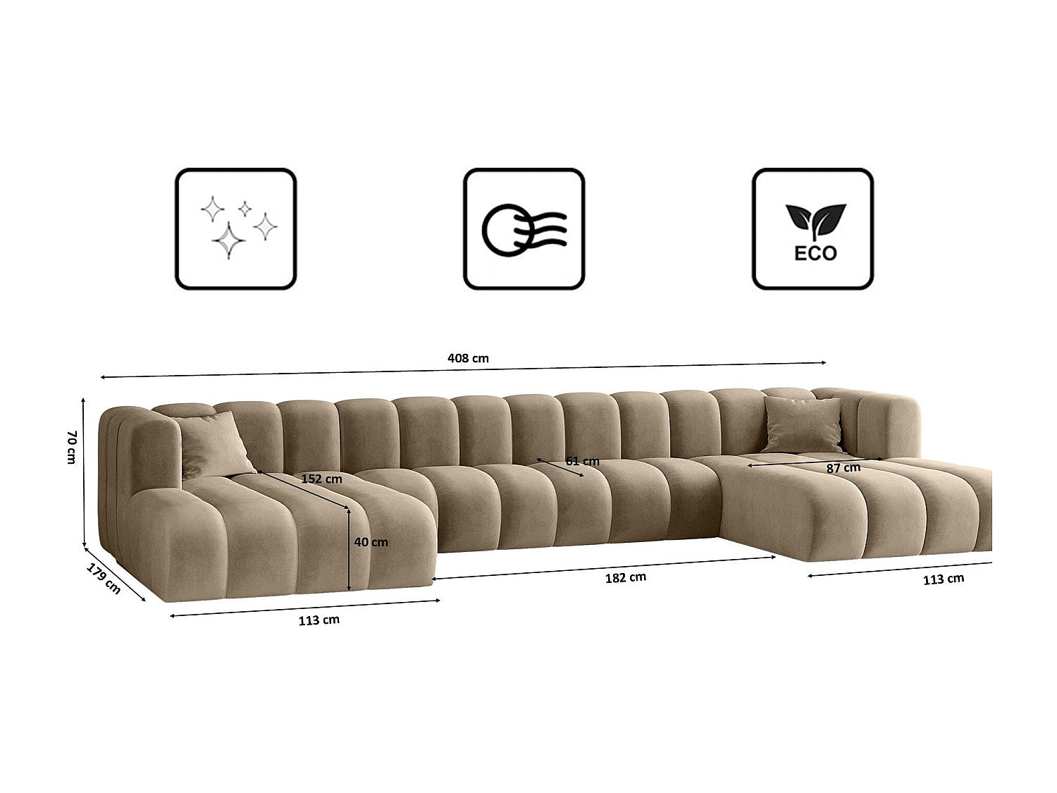 Canapé modulable marron tissu