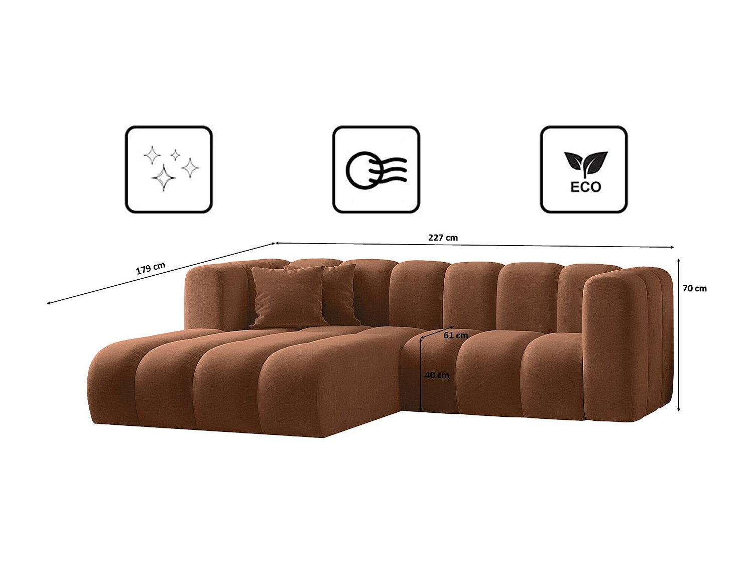 Canapé modulable marron tissu
