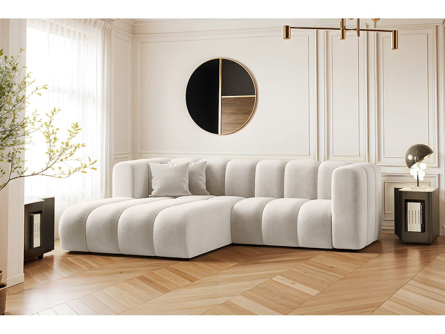 Canapé modulable blanc tissu