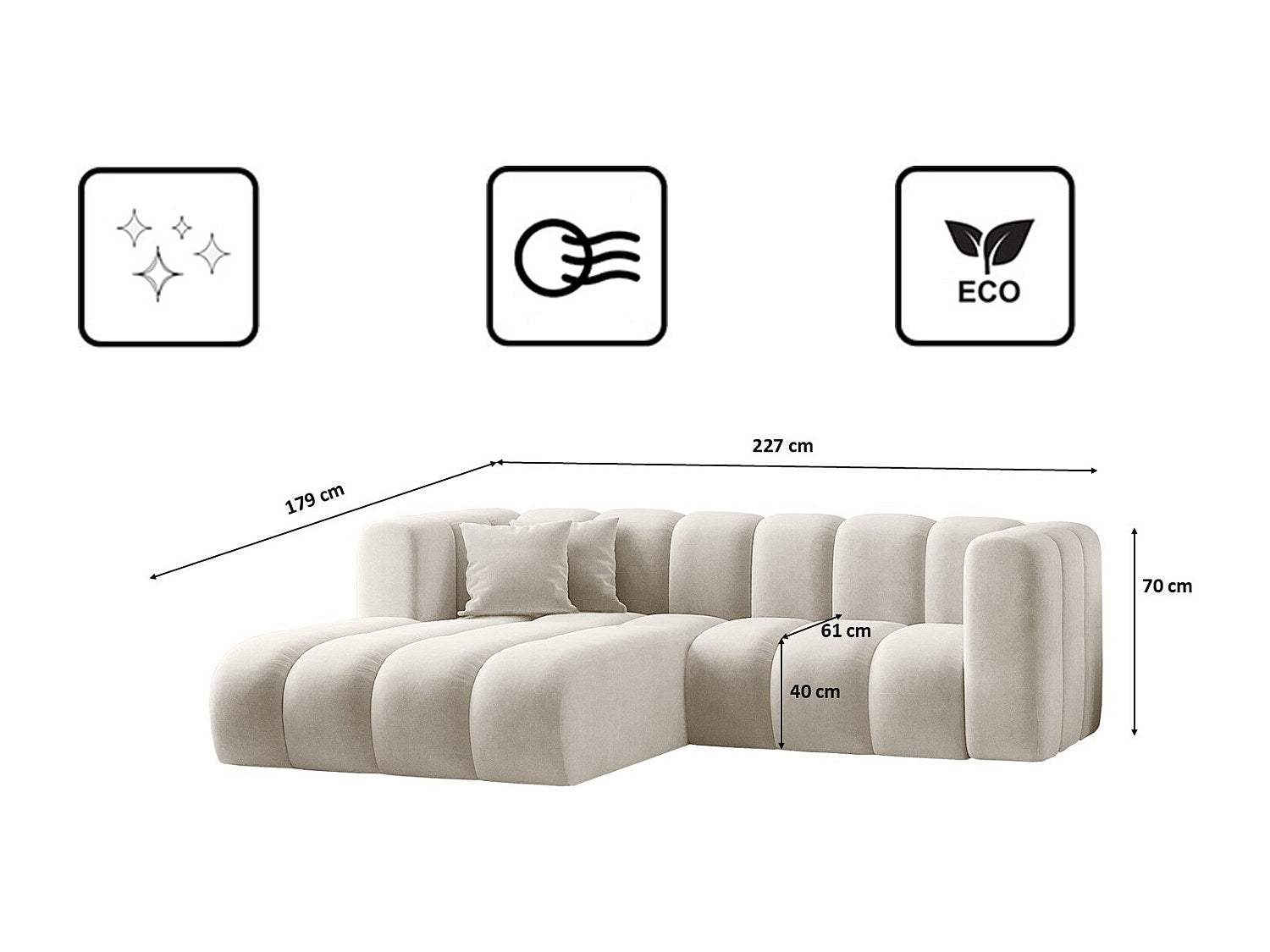 Canapé modulable blanc tissu