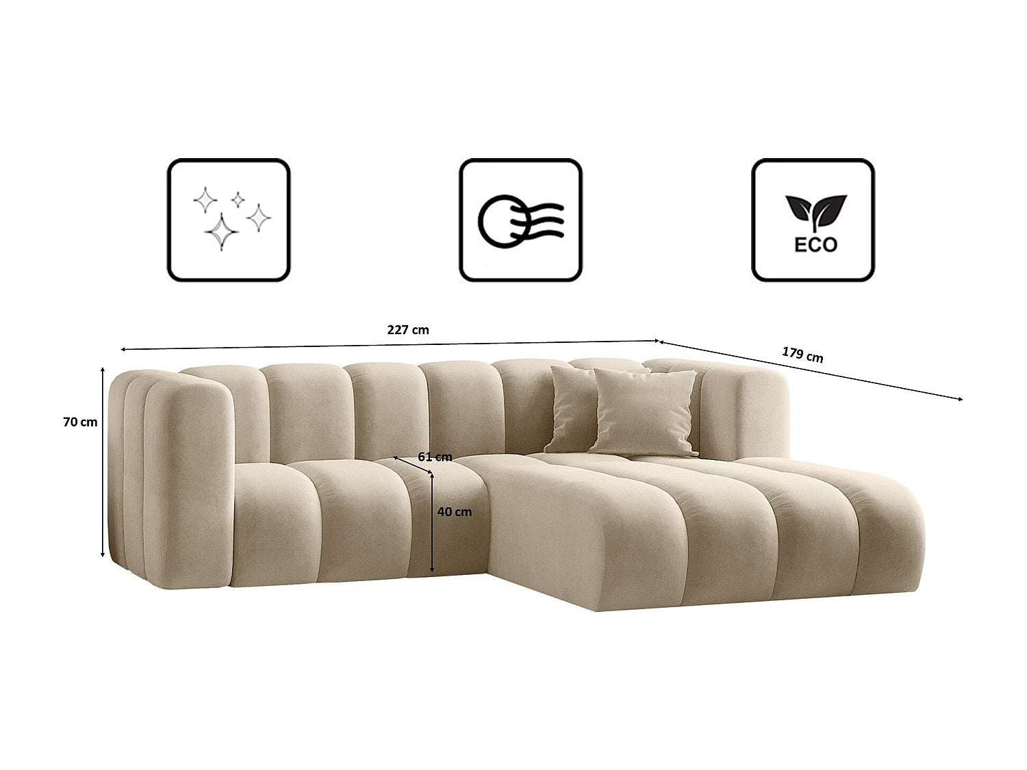 Canapé modulable beige tissu