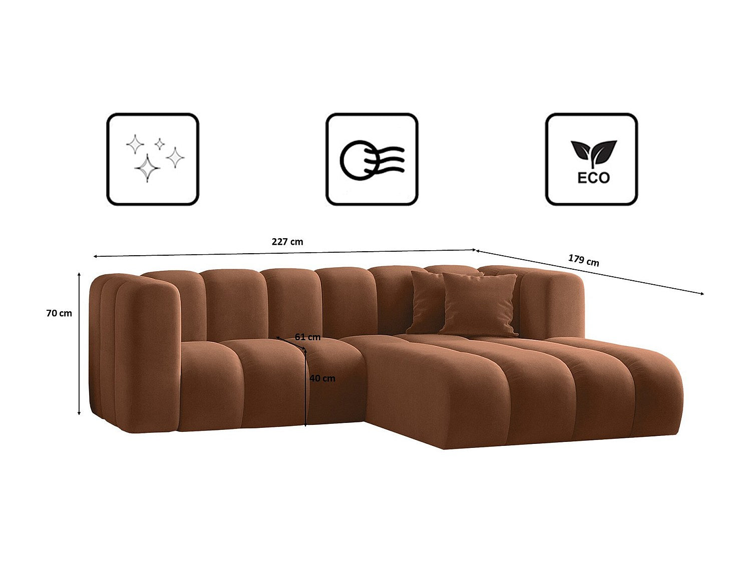 Canapé modulable marron tissu