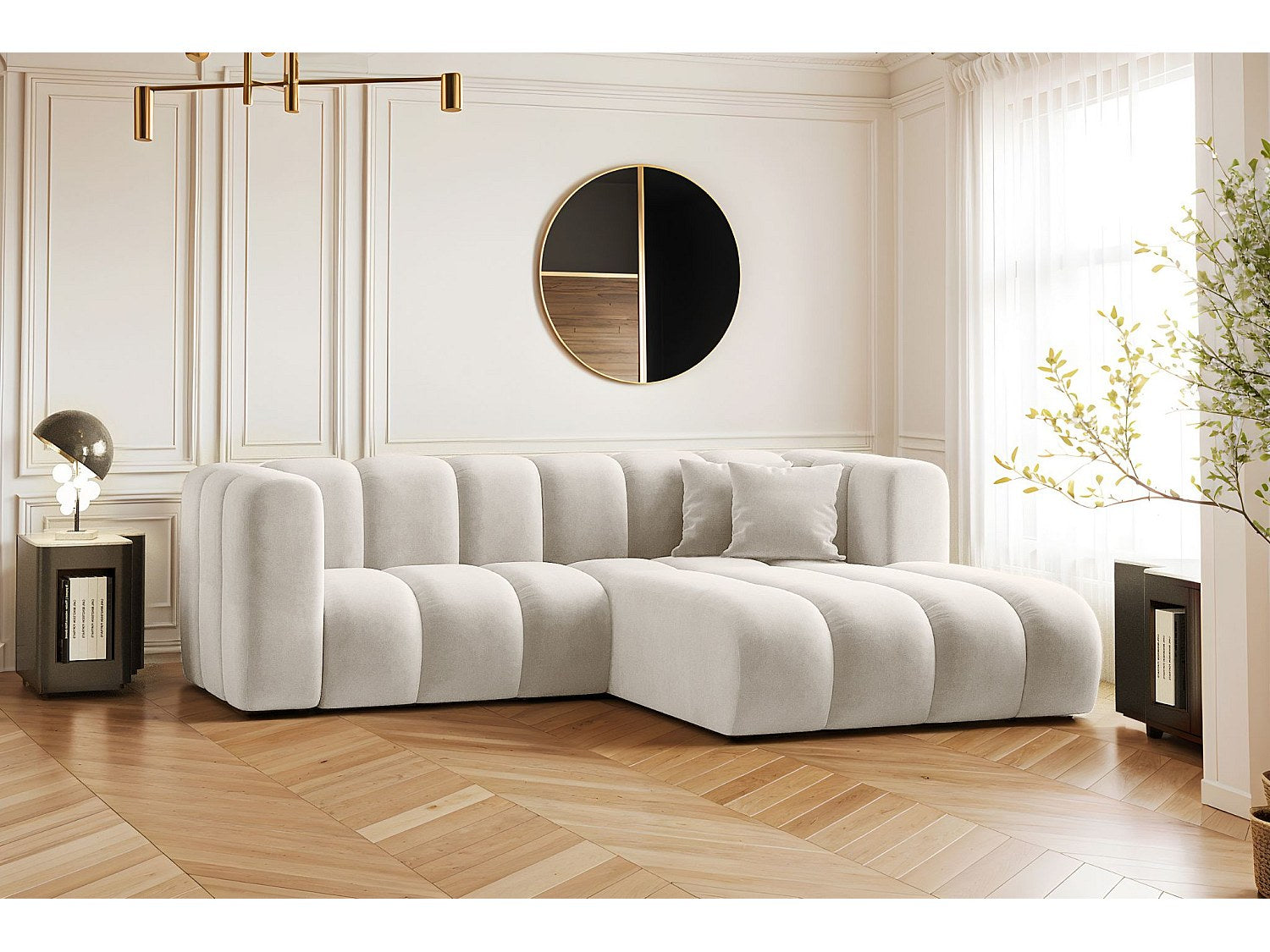 Canapé modulable blanc tissu