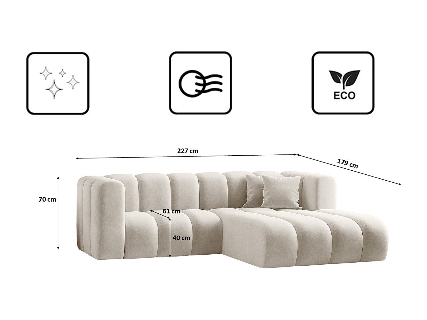 Canapé modulable blanc tissu