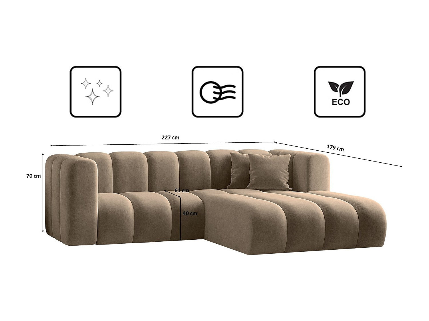 Canapé modulable marron tissu