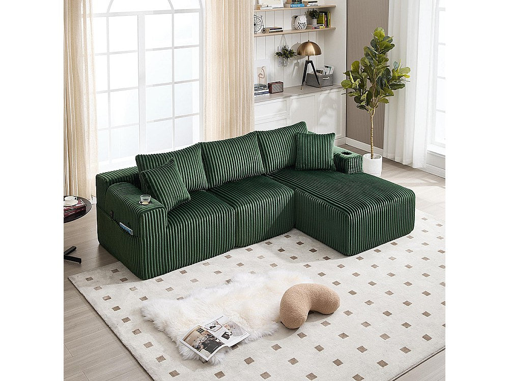 Canapé modulable 2 places vert velours