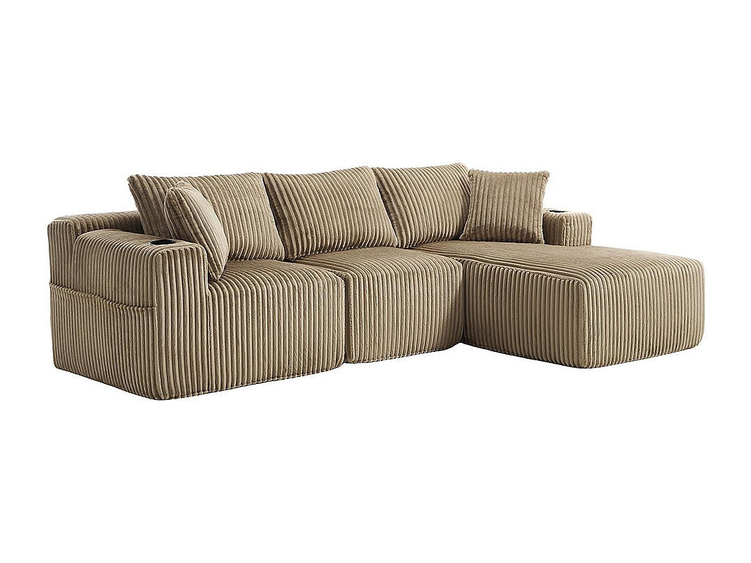 Canapé modulable 2 places beige velours