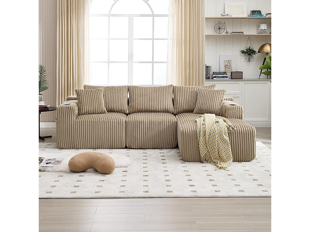 Canapé modulable 2 places beige velours