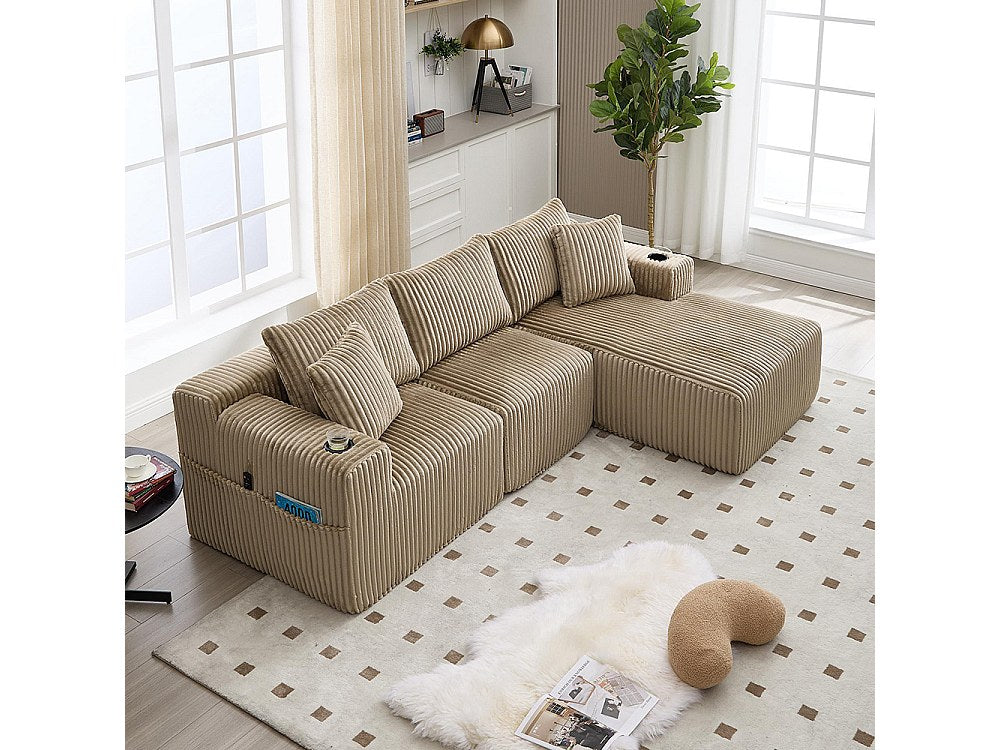 Canapé modulable 2 places beige velours