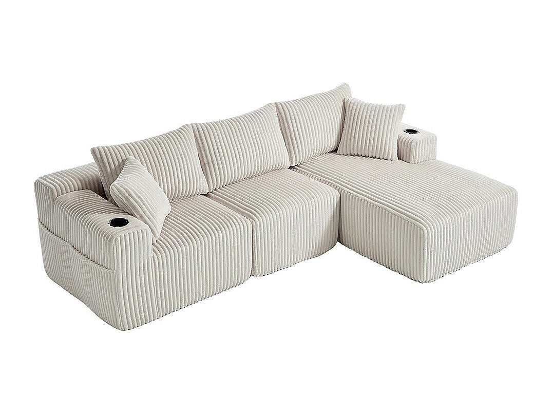 Canapé modulable 2 places beige velours
