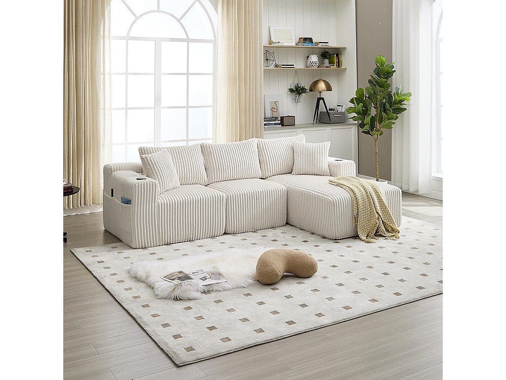 Canapé modulable 2 places beige velours