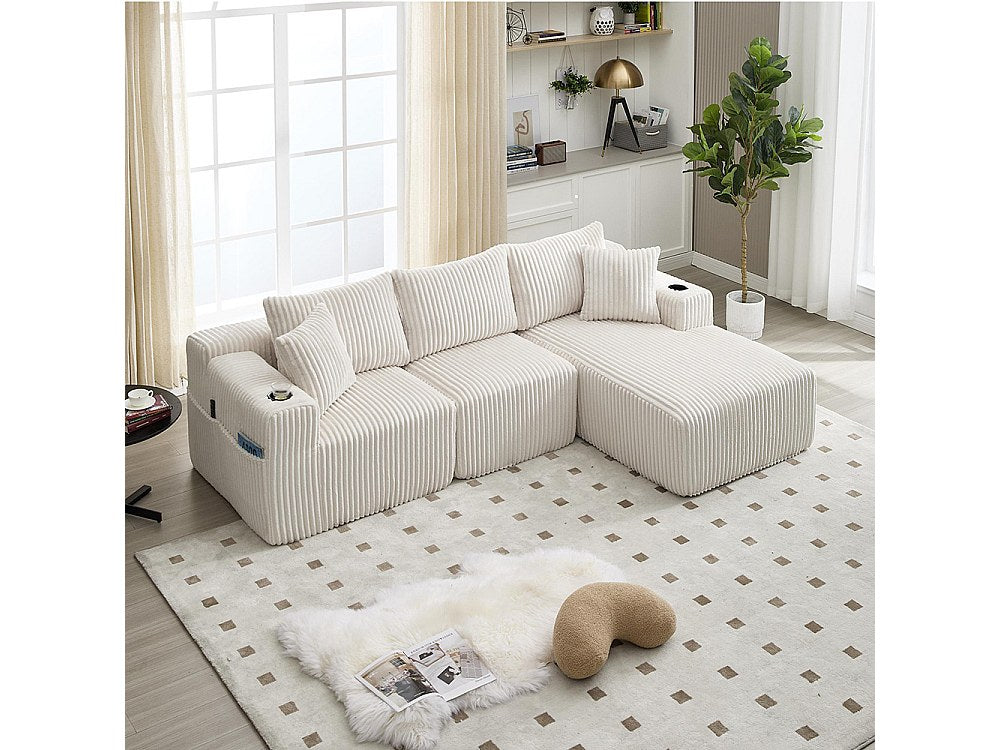 Canapé modulable 2 places beige velours