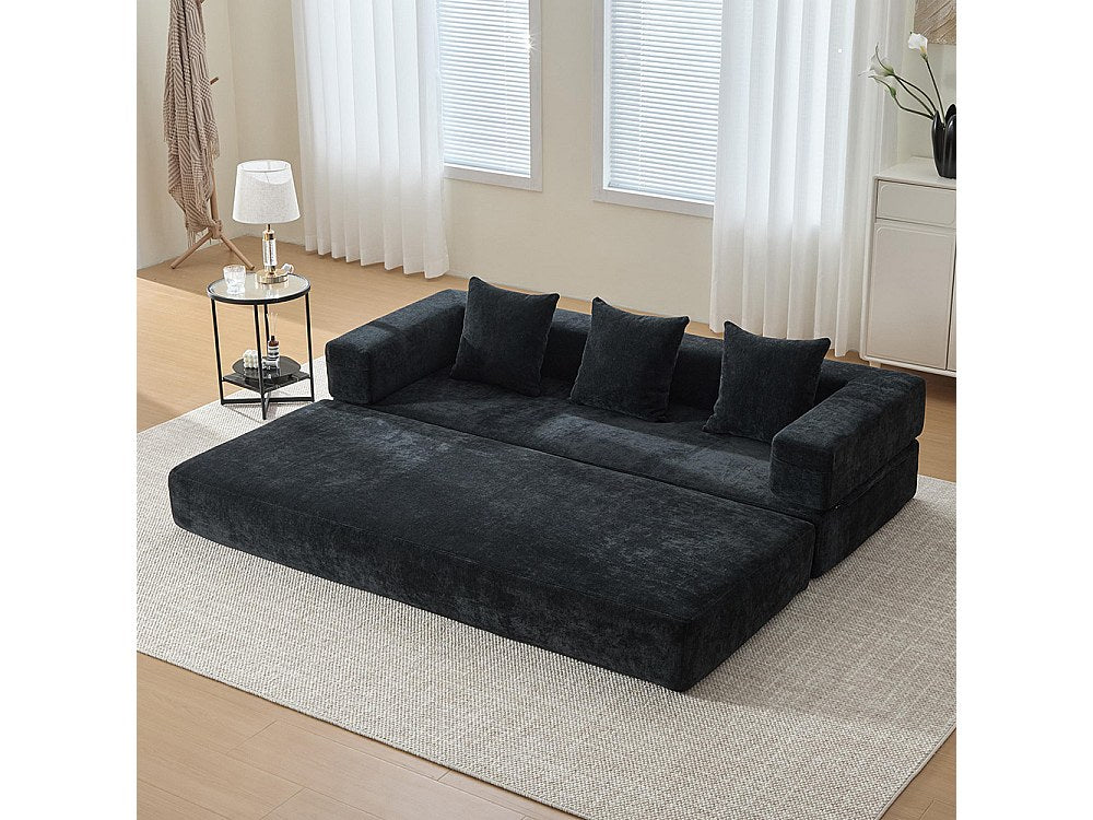 Canapé modulable noir tissu