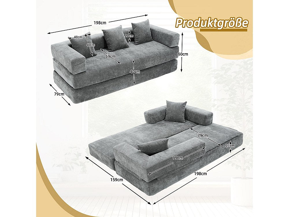 Canapé modulable gris tissu