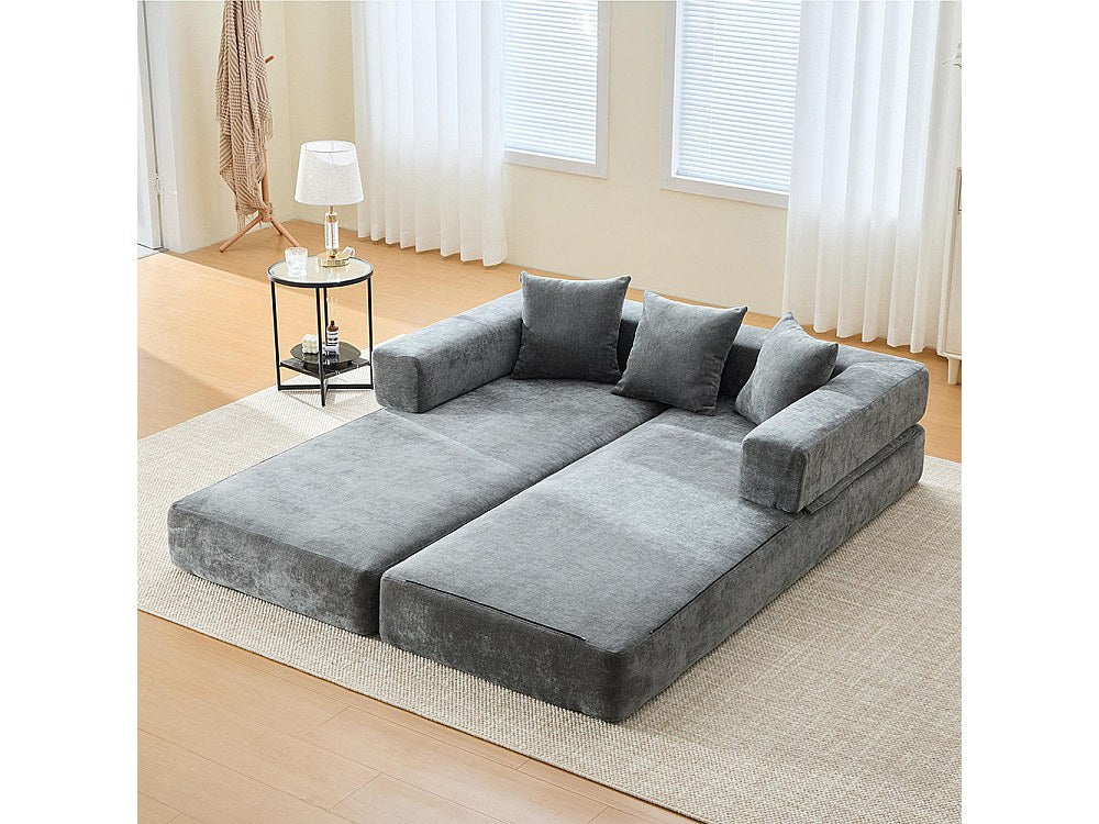 Canapé modulable gris tissu