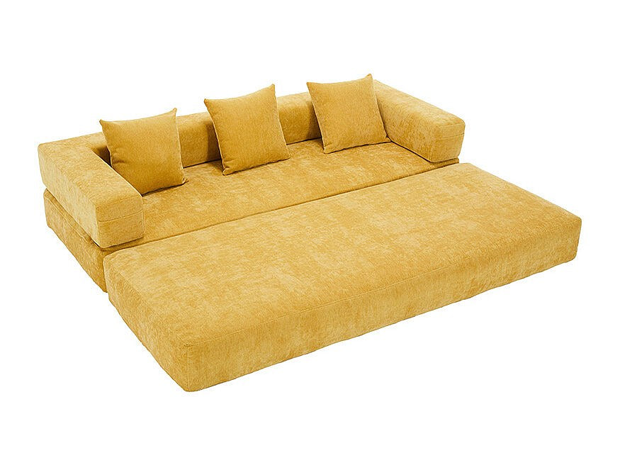 Canapé modulable jaune tissu