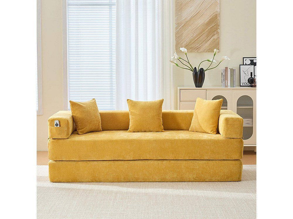 Canapé modulable jaune tissu