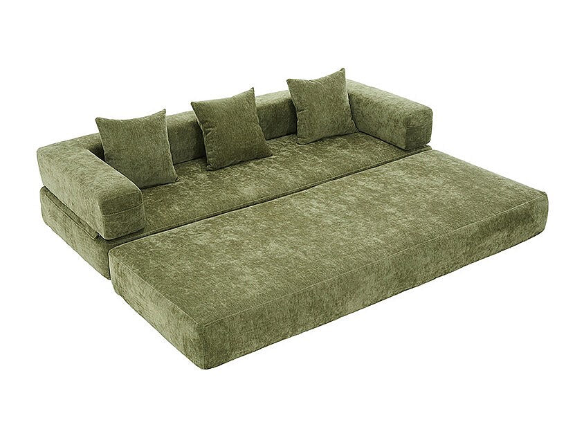 Canapé modulable vert tissu