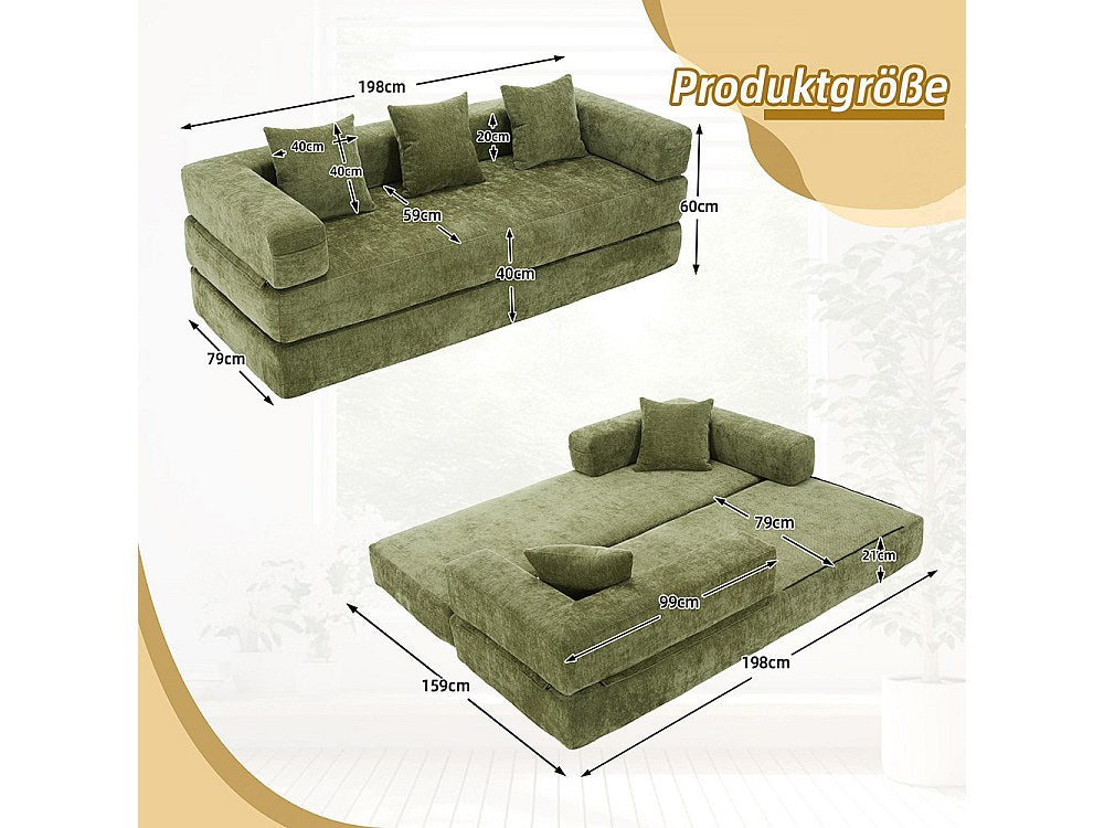 Canapé modulable vert tissu