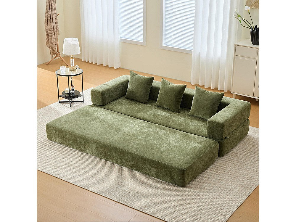 Canapé modulable vert tissu