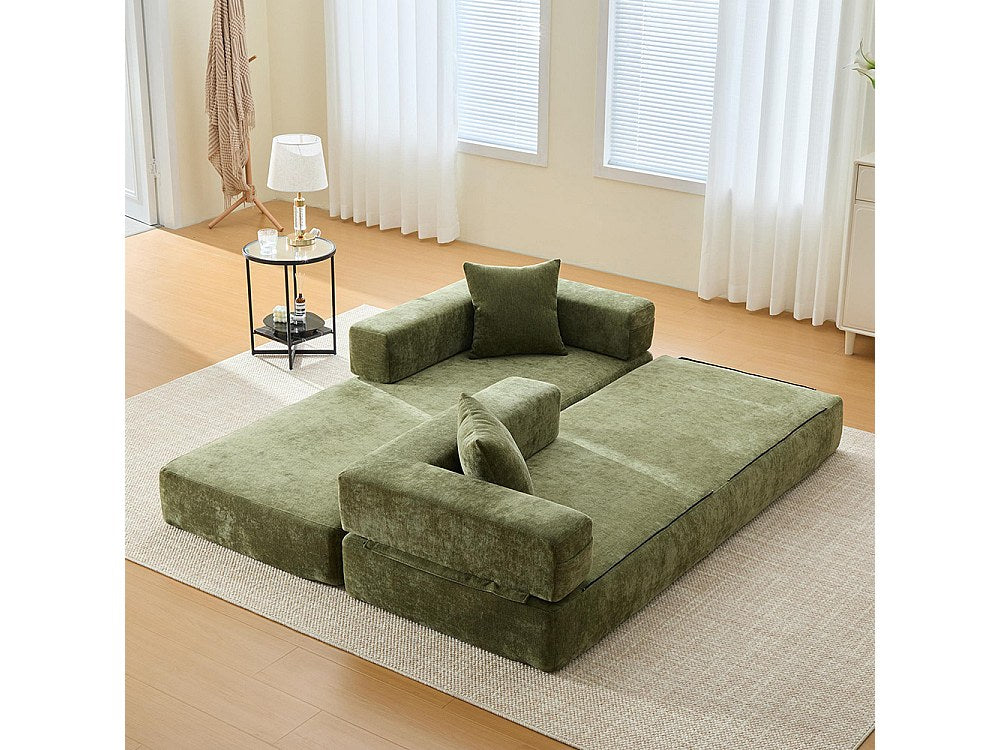 Canapé modulable vert tissu