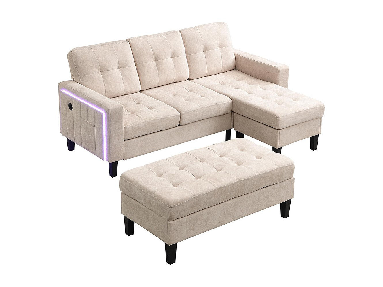 Canapé modulable convertible beige