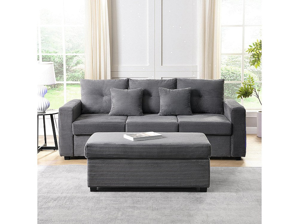 Pouf pour canapé modulable 3 places gris