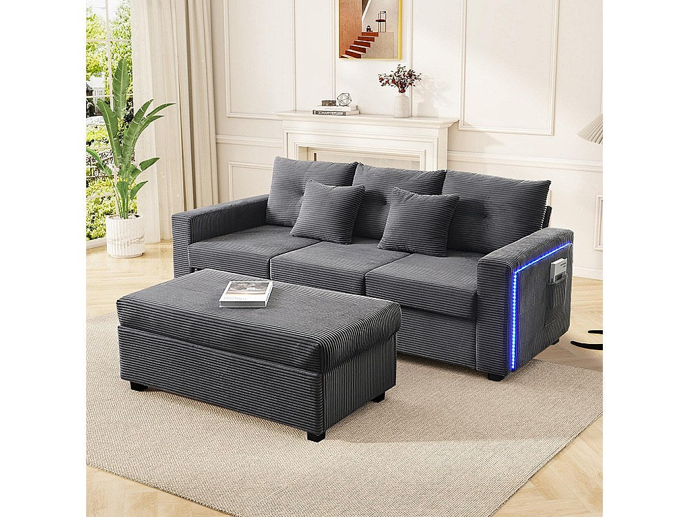 Pouf pour canapé modulable 3 places gris